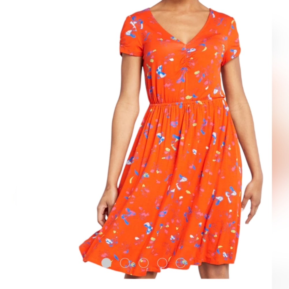 Modcloth Comfortably Curious Dress in floral butterfly pattern, size M